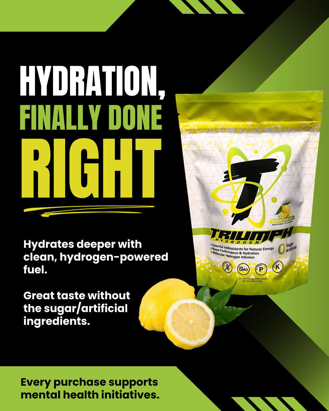 20 Count - Hydrogen Infused Electrolyte Powder - Lemonade