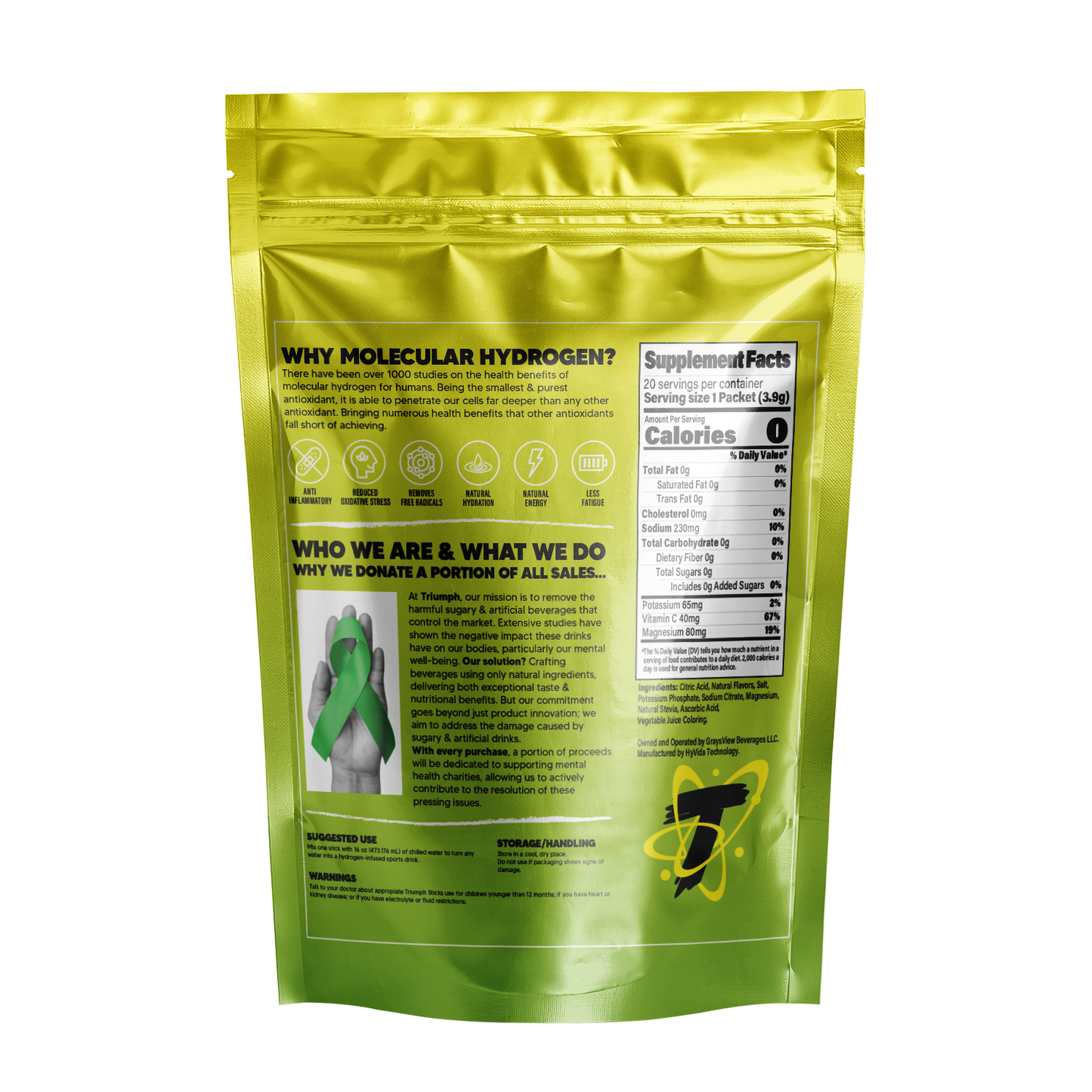 20 Count - Hydrogen Infused Electrolyte Powder - Lemonade